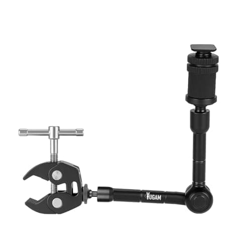 Magic Articulating Arm, Universal 1/4" Camera Mount with Crab Clamp, Adjustable Multi-Angle Positioning, Black (7" Magic Arm with Crab Holder)