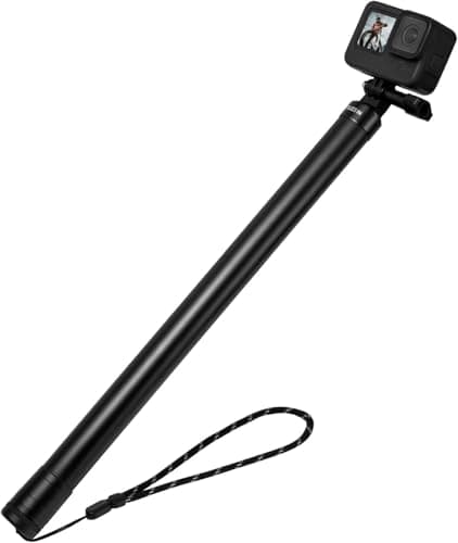 TELESIN 118"/3 Meters Ultra Long Selfie Stick for GoPro Max Hero 9 8 7 6 5 4 3+, Insta 360 One R One X, DJI Osmo Action, Extendable at 6 Lengths Carbon Fiber Lightweight Pole Monopod, Black