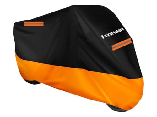 Bike Cover Waterproof Compatible with Triumph Speed Twin Bike Cover with Elastic and Belt Bukle Lock or Reflective Stripe (Multicolor Orange Black)