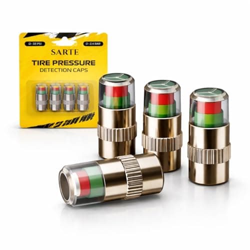 SARTE Car Tyre Pressure Indicator Valve Caps for Bikes & Cars Visual Air Pressure Alert (Green/Yellow/Red) Leak-Proof Design Universal Fit Pack of 4