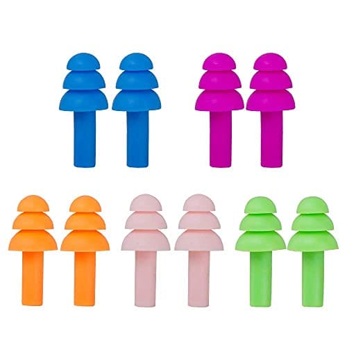 Ear Plugs Soft Silica Gel Noise Reduction for Sleeping/Meditation/Swimming Adult/Child/Reusable for Travel - 5 Pairs - Random Color