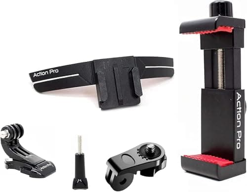 Action Pro Helmet Chin Mount Strap Compatible with GoPro Hero 13/12/11/10/9/8/7/6/5/4, SJCAM, Insta360 & DJI Osmo Action Cameras & Smartphones