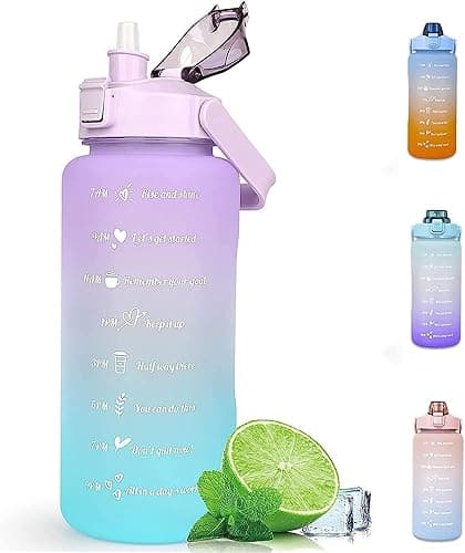 Fitness Gym Water Bottle Spirit Motivational Water Gallon with Time Marker Large Capacity 2000ML, Leakproof BPA Free Fitness Sports Water Bottle (ABS Plastic, Pack of 1, Multicolor)