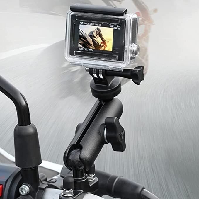 PA 360° Rotating Aluminum CNC Bike Bicycle Handlebar Mount for GoPro, Sjcam Yi, Eken and All Other Action Cameras(Pole-Mount-Black)